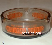 our name says it all, Holiday Hotel, Mill and Center Streets Downtown Reno Glass Ashtray