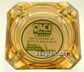 Ace Motor Lodge in Reno, 222 N. Sierra St. Back to Back With Reno's Horseshoe Club Glass Ashtray