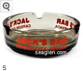 Jack's Bar, Carson City, Nevada Glass Ashtray