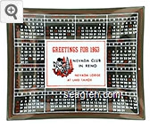 Greetings for 1963, Nevada Club in Reno, Nevada Lodge at Lake Tahoe Glass Ashtray