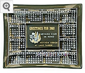 Greetings for 1960, Nevada Club in Reno, Nevada Lodge at Lake Tahoe Glass Ashtray