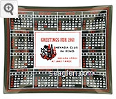 Greetings for 1961, Nevada Club in Reno, Nevada Lodge at Lake Tahoe Glass Ashtray