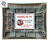Greetings for 1964, Nevada Club in Reno, Nevada Lodge at Lake Tahoe Glass Ashtray