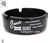 Sands Motor Inn, 313 N. Arlington, Phone 786-3311 Reno, Nevada, El Rancho Motels, Phone 825-5500, 777 East 4th St. 3310 So. Va. 24 Hr. Restaurant, Cocktails . Slots Glass Ashtray