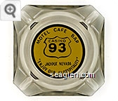 Motel Cafe Bar, Casino 93, Jackpot, Nevada ''Enjoy Our Slotspitality'' - Black on yellow imprint Glass Ashtray
