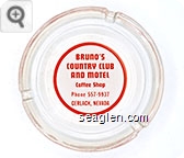 Bruno's Country Club and Motel, Coffee Shop, Phone 557-9937, Gerlach, Nevada - Red on white imprint Glass Ashtray