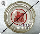 California Hotel & Casino, (702) 385-1222 - Red on white imprint Glass Ashtray