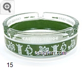 Caesars Tahoe, Lake Tahoe, Nevada - Green and white imprint Glass Ashtray