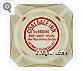 Coaldale Inn, The Parsons, Bar - Cafe - Motel, One Stop Service Station, Jct. Hwy. 6-95 Coaldale, Nev. - Red on white imprint Glass Ashtray