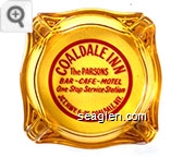 Coaldale Inn, The Parsons, Bar - Cafe - Motel, One Stop Service Station, Jct. Hwy. 6-95 Coaldale, Nev. - Red on white imprint Glass Ashtray