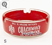 Bill & Arlene Ritter's Coachman's Inn, Las Vegas, Nevada - White on red imprint Glass Ashtray