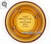 Evah's House of Steak and Copper Queen Motel, Ely, Nevada - White imprint Glass Ashtray