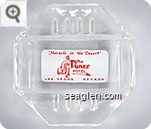 ''Miracle in the Desert'', The Dunes Hotel, Las Vegas Nevada - Red on white imprint Glass Ashtray