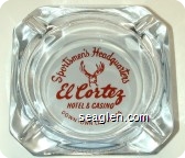 Sportsmen's Headquarters, El Cortez Hotel & Casino, Downtown Las Vegas - Red on white imprint Glass Ashtray