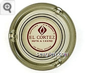 Downtown 6th & Fremont St., El Cortez Hotel & Casino, Las Vegas, Nevada - Red imprint Glass Ashtray