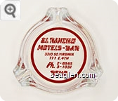 El Rancho Motels - Bar, 3310 So. Virginia, 777 E. 4th, Ph. 2-8565, 3-1031, Reno - Red imprint Glass Ashtray