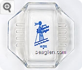Hotel El Rancho Vegas, Look For The Wind Mill, Las Vegas Nevada - Blue imprint Glass Ashtray
