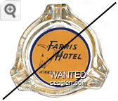 Farris Hotel, Winnemucca, Nevada - Blue on yellow imprint Glass Ashtray