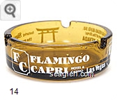 Flamingo Capri, Hotel & Casino, Las Vegas 3535 Las Vegas Blvd. So. (In the Heart of the Strip) Las Vegas, Nevada 702-735-4333, featuring Shangri-La the most beautiful pool in Las Vegas - White imprint Glass Ashtray