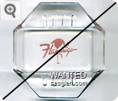 Flamingo - Pink imprint Glass Ashtray