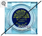 The Golden Gate, No. 1 Fremont St., Downtown Las Vegas, Nevada - Yellow on blue imprint Glass Ashtray