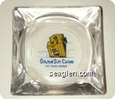 Golden Slot Casino, Las Vegas Nevada - Blue and yellow imprint Glass Ashtray