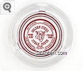 Rex Littleton, Chuck Hensley, Golden Steer Steak House, Prime Ribs, Italian Food, Phone 384-4470, 308 W. Sahara Ave., Las Vegas, Nevada - Red imprint Glass Ashtray