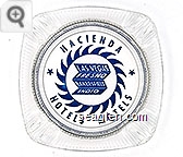 Hacienda Hotels - Motels, Las Vegas, Fresno, Bakersfield, Indio - Blue imprint Glass Ashtray