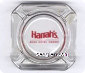 Harrah's, Reno Hotel Casino - Red imprint Glass Ashtray