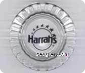 Harrahs - Black imprint Glass Ashtray