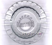 Harrah's - Black imprint Glass Ashtray