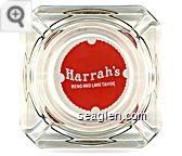 Harrah's, Reno and Lake Tahoe - Red on white imprint Glass Ashtray