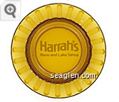 Harrah's Reno and Lake Tahoe - White imprint Glass Ashtray
