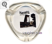 Harrah's, Lake Tahoe - Black and gold imprint Glass Ashtray