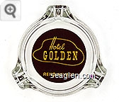 Hotel Golden, Reno Nevada - Yellow on brown imprint Glass Ashtray