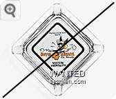 Hiways 6 - 50 - 50 - A and 93, Hotel Nevada, Ely, Nevada, Western Hospitality - Orange and brown on white imprint Glass Ashtray