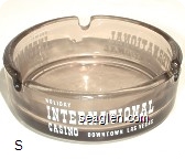 Holiday International Casino, Downtown Las Vegas - White imprint Glass Ashtray
