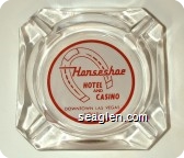 Horseshoe Hotel and Casino, Downtown Las Vegas, Nevada - Red on white imprint Glass Ashtray