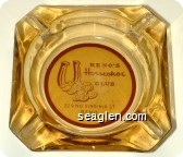 Reno's Horseshoe Club, 229 No. Virginia St., Reno - Red on yellow imprint Glass Ashtray