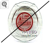 Good Luck, I Saw $1,000,000 in cash! At Binion's Horseshoe, Downtown Las Vegas - Red on white imprint Glass Ashtray