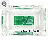 Gus Knezevich, Managing Owner, If he is in Winnemucca you'll find him at the Hotel Humboldt, Winnemucca, Nevada - White on green imprint Glass Ashtray