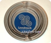 Landmark Las Vegas, Nevada - White on blue imprint Glass Ashtray