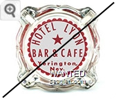 Hotel Lyon, Bar & Cafe, Yerington, Nevada - Red on white imprint Glass Ashtray
