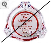 Get Lit At The Lighthouse Bar, Ed & Louise Smith, U. S. Route 40, Fernley, Nevada - Red on white imprint Glass Ashtray