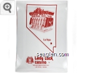 Lady Luck Casino, 3rd and Ogden Downtown, Las Vegas, Nevada - Red imprint Glass Ashtray
