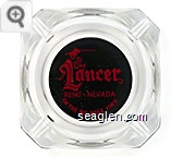 The Lancer, Reno - Nevada, On The Mt. Rose Hwy - Red on black imprint Glass Ashtray