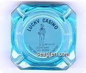 Lucky Casino, Mr. Lucky, Downtown Las Vegas, Free Parking with Validation - Black on white imprint Glass Ashtray