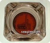 Downtown Las Vegas, Free Parking - Brown on orange imprint Glass Ashtray