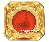 Downtown Las Vegas - Brown on orange imprint Glass Ashtray