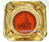 Downtown Las Vegas, Free Parking - Brown on orange imprint Glass Ashtray
